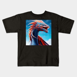 Intricate Orange and Blue Scaled Dragon Kids T-Shirt